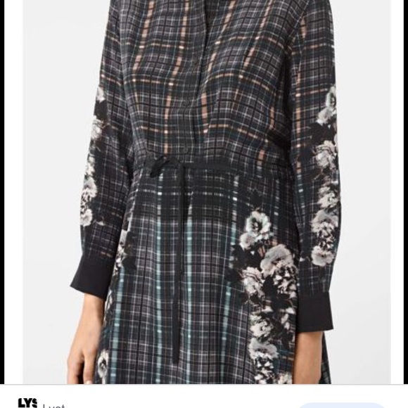 ALLSAINTS Sanko Prairie Dress 100% Silk - Picture 3 of 17